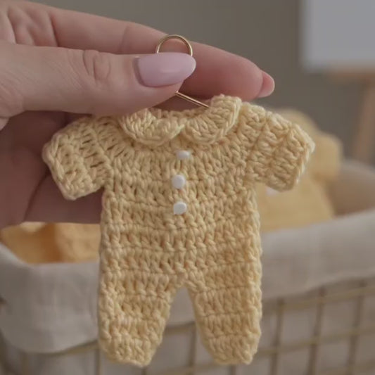 Mini Crochet Yellow Onesies - Perfect Party Favors & Party Gifts for Baby Showers | Handmade Tiny Clothes Set of 6