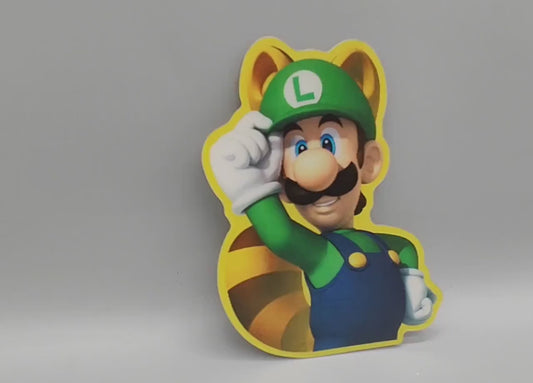3D Super Mario Luigi Lenticular Sticker – Raccoon Tail, Waterproof