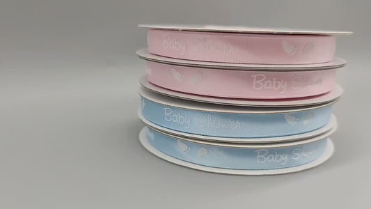 Baby Shower Satin Ribbon - Baby Pink or Baby Blue - 3/4" x 25Y