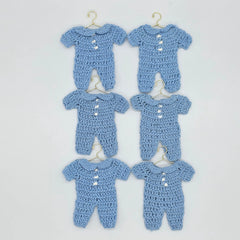 Tiny Blue Crochet Onesie Party Favor Set - Perfect Party Gift - Set of 6 Mini Crochet Favors