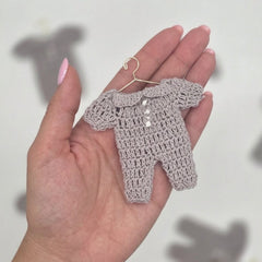 Grey Mini Crochet Romper Party Favor & Party Gifts | 3" Tiny Table Scatter for Baby Shower or Birthday - Set of 6