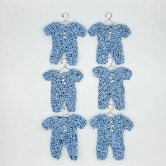 Tiny Blue Crochet Onesie Party Favor Set - Perfect Party Gift - Set of 6 Party favors