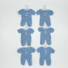 Tiny Blue Crochet Onesie Party Favor Set - Perfect Party Gift - Set of 6 Mini Crochet Favors