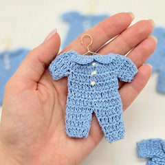 Tiny Blue Crochet Onesie Party Favor Set - Perfect Party Gift - Set of 6 Mini Crochet Favors