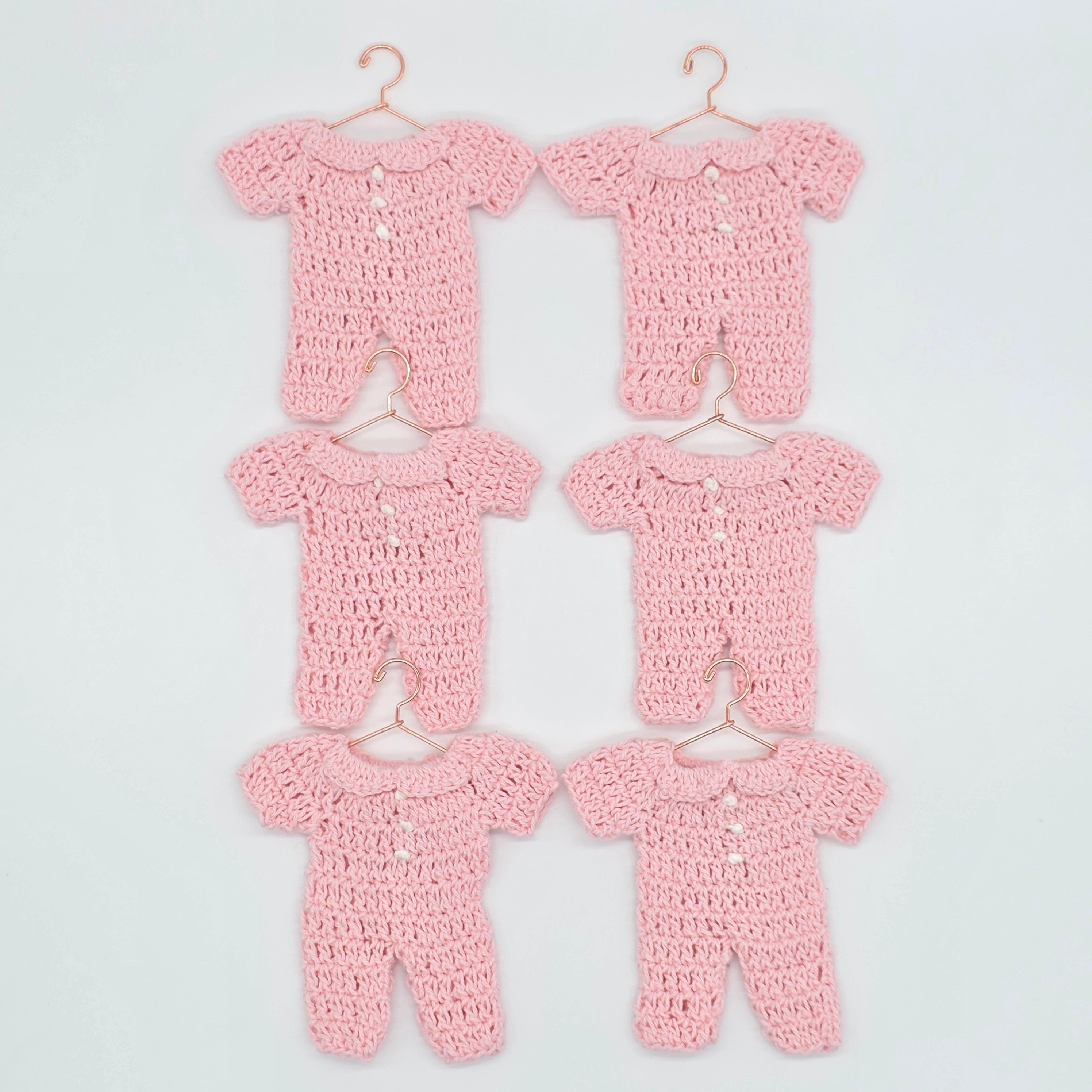 Pink Crochet Baby Onesie Party Favors - Set of 6 Mini Onesie Party Gifts - Handmade Baby Shower Favors & Decor