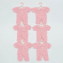 Pink Crochet Baby Onesie Party Favors - Set of 6 Mini Onesie Party Gifts - Handmade Baby Shower Favors & Decor