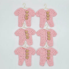 Pink Crochet Party Favor with teddy bear charms - The Cutest Mini Party Gift Set for Baby Showers & Birthdays - Set of 6