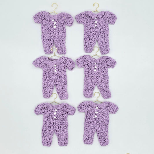 Mini Crochet Lilac Onesie Party Favors Set of 6 - Purple Baby Shower Party Gift & Favors