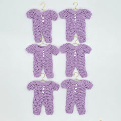 Mini Crochet Lilac Onesie Party Favors Set of 6 - Purple Baby Shower Party Gift & Favors