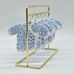 Mini Crochet Baby Shower Favors - Blue & White Tiny Jackets - Set of 6 Party Gift & Party Favor with Hanger Options