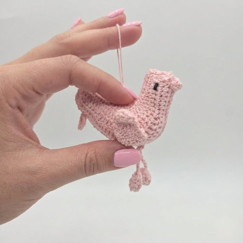 Set of 6 Sweet Pink Crochet Bird Ornaments | Handmade Baby Shower Decor | Nursery Hanging Decoration | Love Bird Party Favors