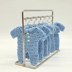Tiny Blue Crochet Onesie Party Favor Set - Perfect Party Gift - Set of 6 Mini Crochet Favors
