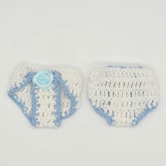Mini Crochet Baby Diaper Party Gifts - Handmade Blue & White Party Favor Diapers for Baby Shower, Gender Reveal, Crafts & Keepsakes - 6 pcs