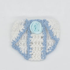 Mini Crochet Baby Diaper Party Gifts - Handmade Blue & White Party Favor Diapers for Baby Shower, Gender Reveal, Crafts & Keepsakes - 6 pcs