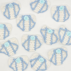 Mini Crochet Baby Diaper Party Gifts - Handmade Blue & White Party Favor Diapers for Baby Shower, Gender Reveal, Crafts & Keepsakes - 6 pcs