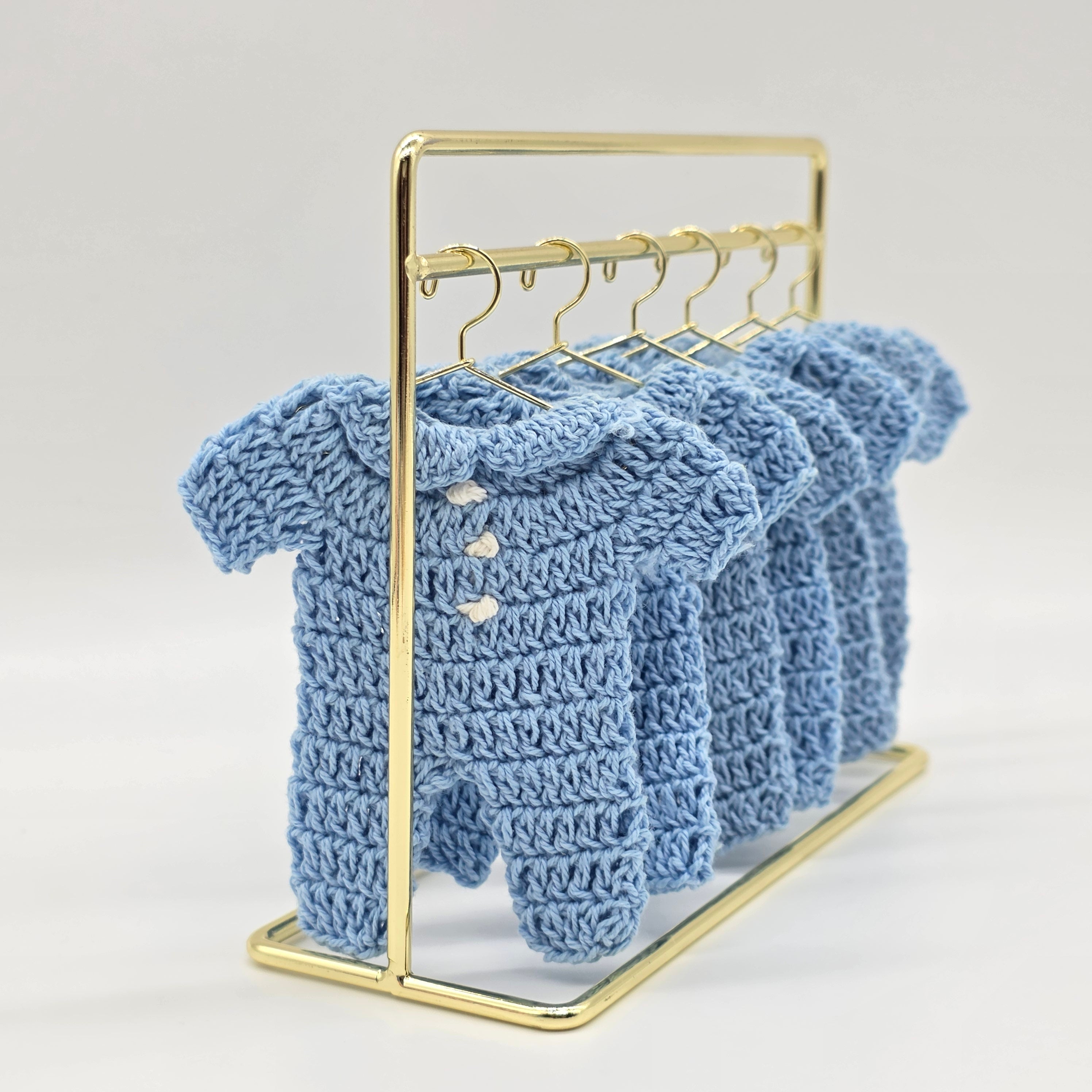 Tiny Blue Crochet Onesie Party Favor Set - Perfect Party Gift - Set of 6 Mini Crochet Favors