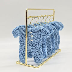 Tiny Blue Crochet Onesie Party Favor Set - Perfect Party Gift - Set of 6 Mini Crochet Favors