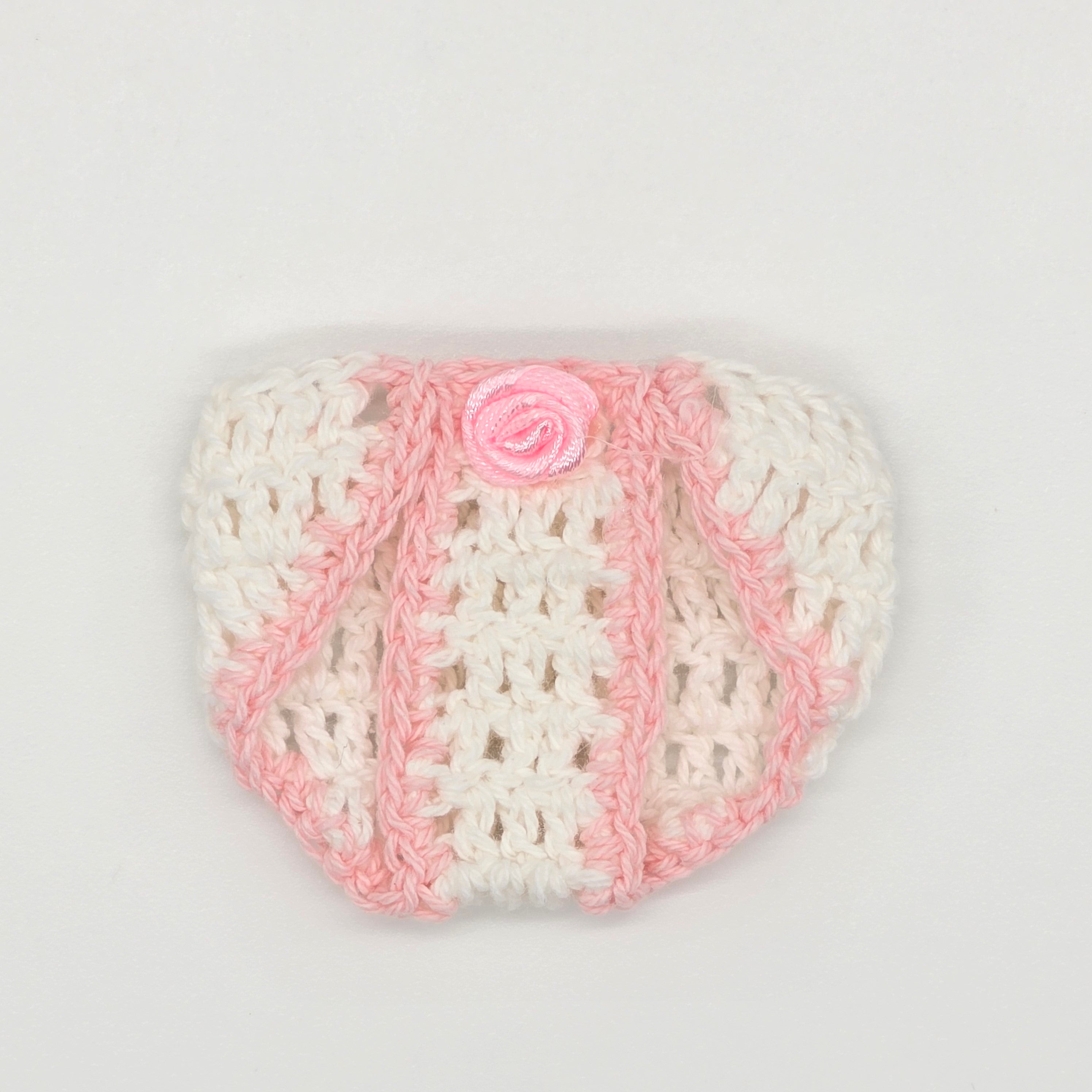 Mini Crochet Baby Diaper Party Gifts - Handmade Pink & White Party Favor Diapers for Baby Shower, Gender Reveal, Crafts & Keepsakes - 6 pcs