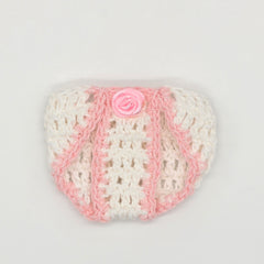 Mini Crochet Baby Diaper Party Gifts - Handmade Pink & White Party Favor Diapers for Baby Shower, Gender Reveal, Crafts & Keepsakes - 6 pcs