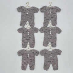 Grey Mini Crochet Romper Party Favor & Party Gifts | 3" Tiny Table Scatter for Baby Shower or Birthday - Set of 6