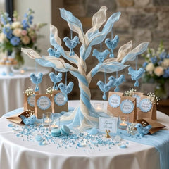 Set of 6 Blue Crochet Bird Ornaments | Handmade Baby Shower Decor | Nursery Hanging Decoration | Love Bird Party Favors