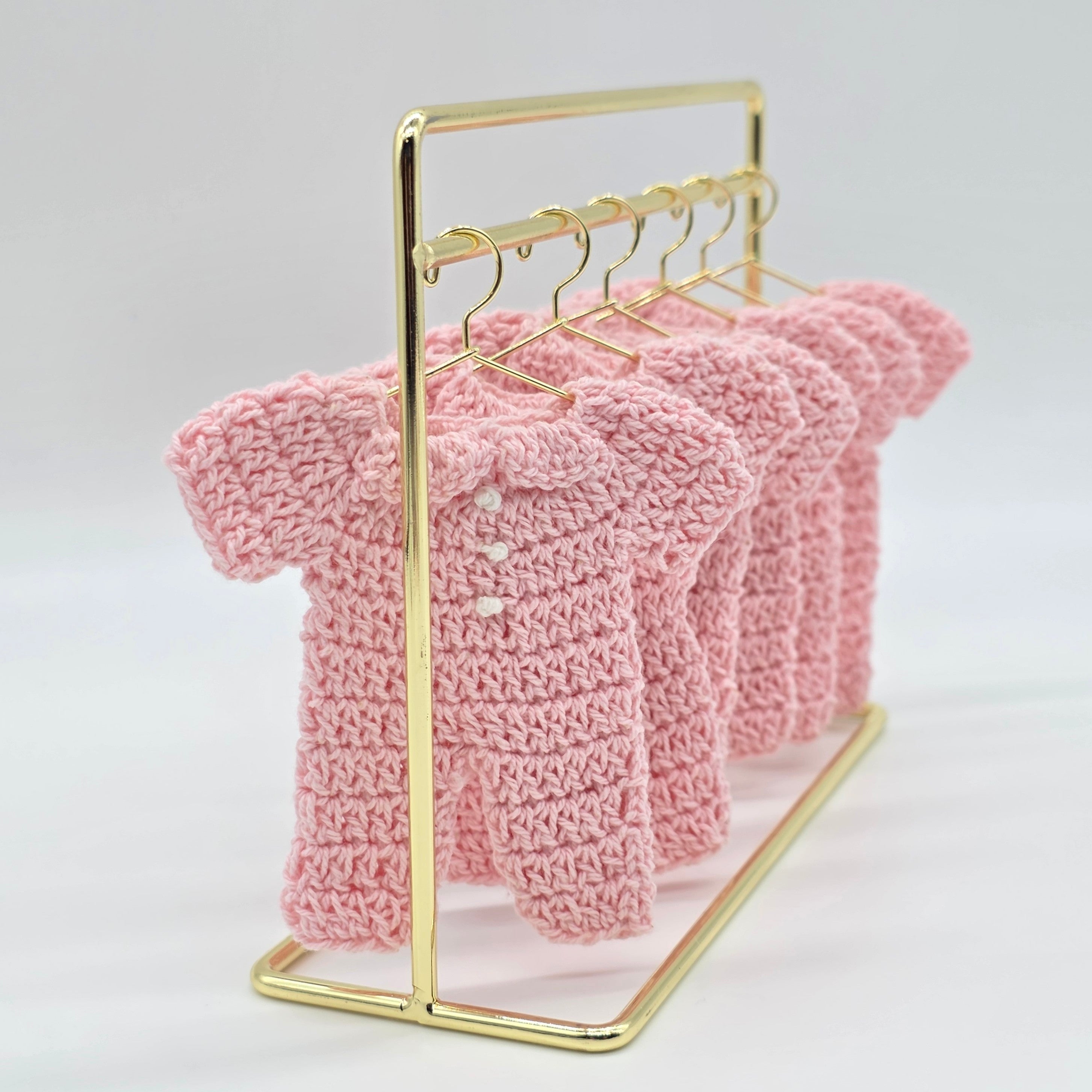 Pink Crochet Baby Onesie Party Favors - Set of 6 Mini Onesie Party Gifts - Handmade Baby Shower Favors & Decor