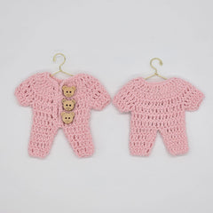Pink Crochet Party Favor with teddy bear charms - The Cutest Mini Party Gift Set for Baby Showers & Birthdays - Set of 6