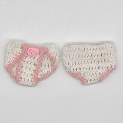 Mini Crochet Baby Diaper Party Gifts - Handmade Pink & White Party Favor Diapers for Baby Shower, Gender Reveal, Crafts & Keepsakes - 6 pcs