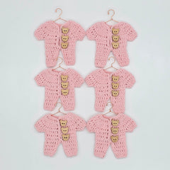 Pink Crochet Party Favor with teddy bear charms - The Cutest Mini Party Gift Set for Baby Showers & Birthdays - Set of 6