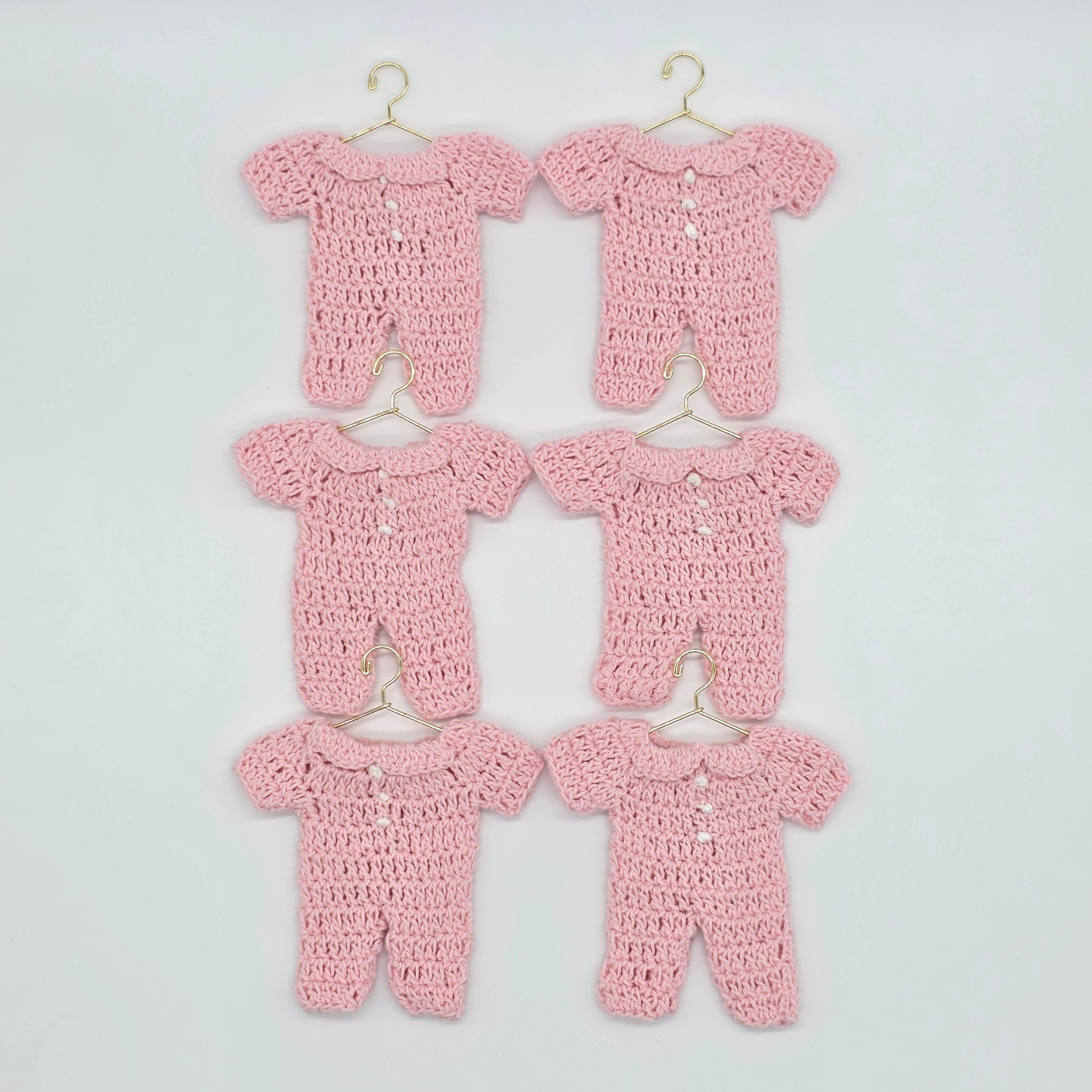 Pink Crochet Baby Onesie Party Favors - Set of 6 Mini Onesie Party Gifts - Handmade Baby Shower Favors & Decor