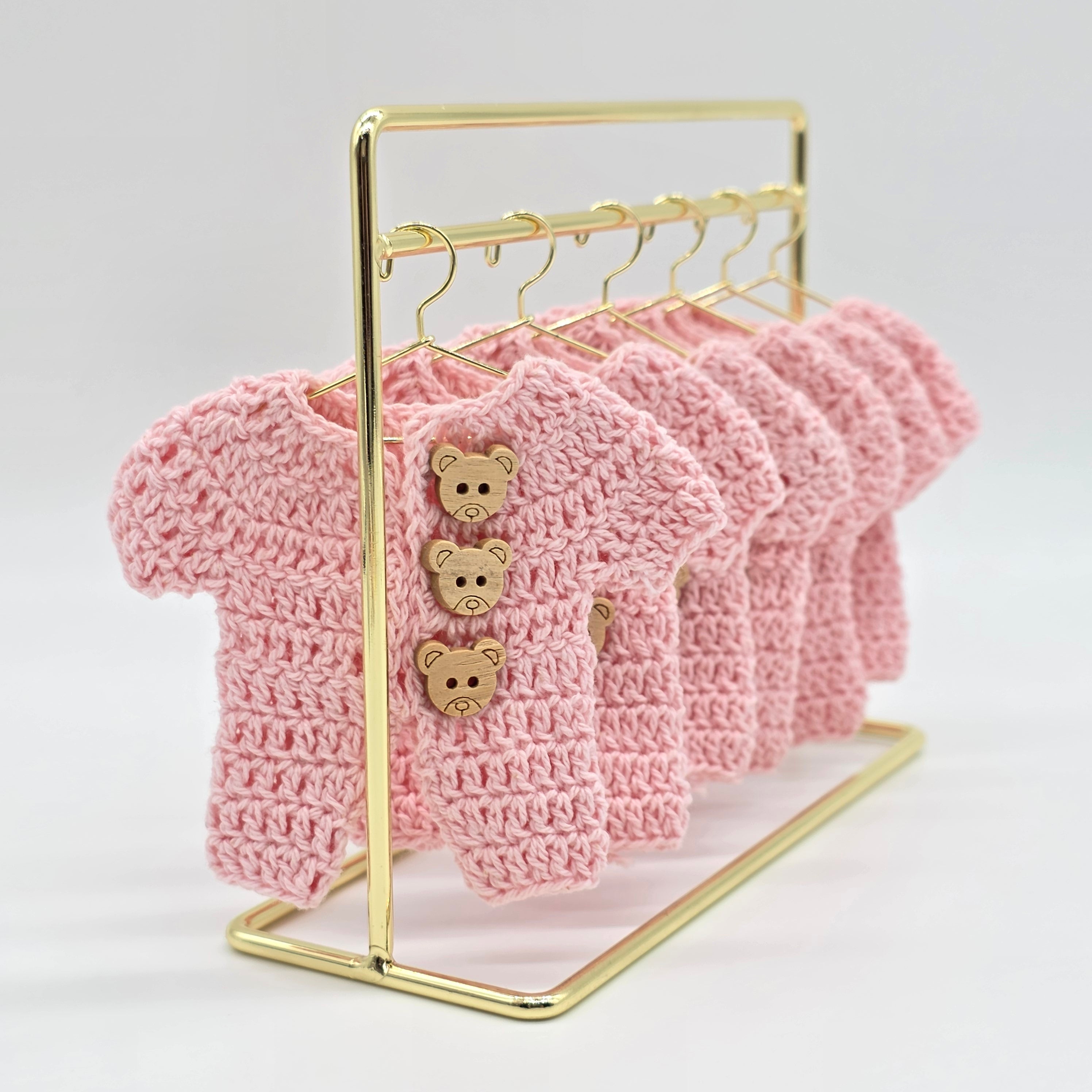 Pink Crochet Party Favor with teddy bear charms - The Cutest Mini Party Gift Set for Baby Showers & Birthdays - Set of 6