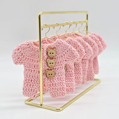 Pink Crochet Party Favor with teddy bear charms - The Cutest Mini Party Gift Set for Baby Showers & Birthdays - Set of 6