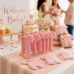 Pink Crochet Baby Onesie Party Favors - Set of 6 Mini Onesie Party Gifts - Handmade Baby Shower Favors & Decor