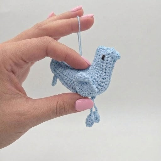 Set of 6 Blue Crochet Bird Ornaments | Handmade Baby Shower Decor | Nursery Hanging Decoration | Love Bird Party Favors